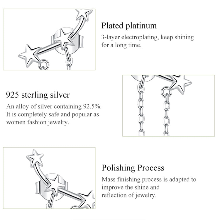 Đôi Bông Tai Bamoer Dáng Dài Tua Rua Bằng Bạc S925 Thời Trang Cho Nữ