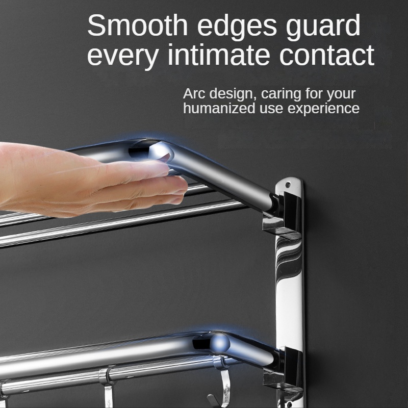 Giá treo khăn phòng tắm XINKUNLON thép không gỉ 304 khả năng chịu lực mạnh mẽ gấp gọn lại được cao cấp