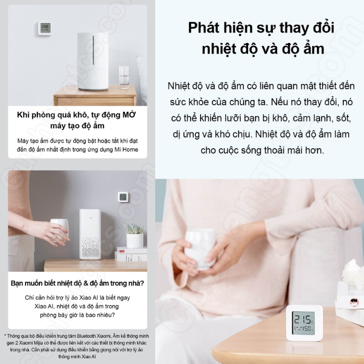 Nhiệt ẩm kế thông minh Xiaomi Mijia thế hệ 2 (gen2), kết nối bluetooth - Bảo hành 2 năm