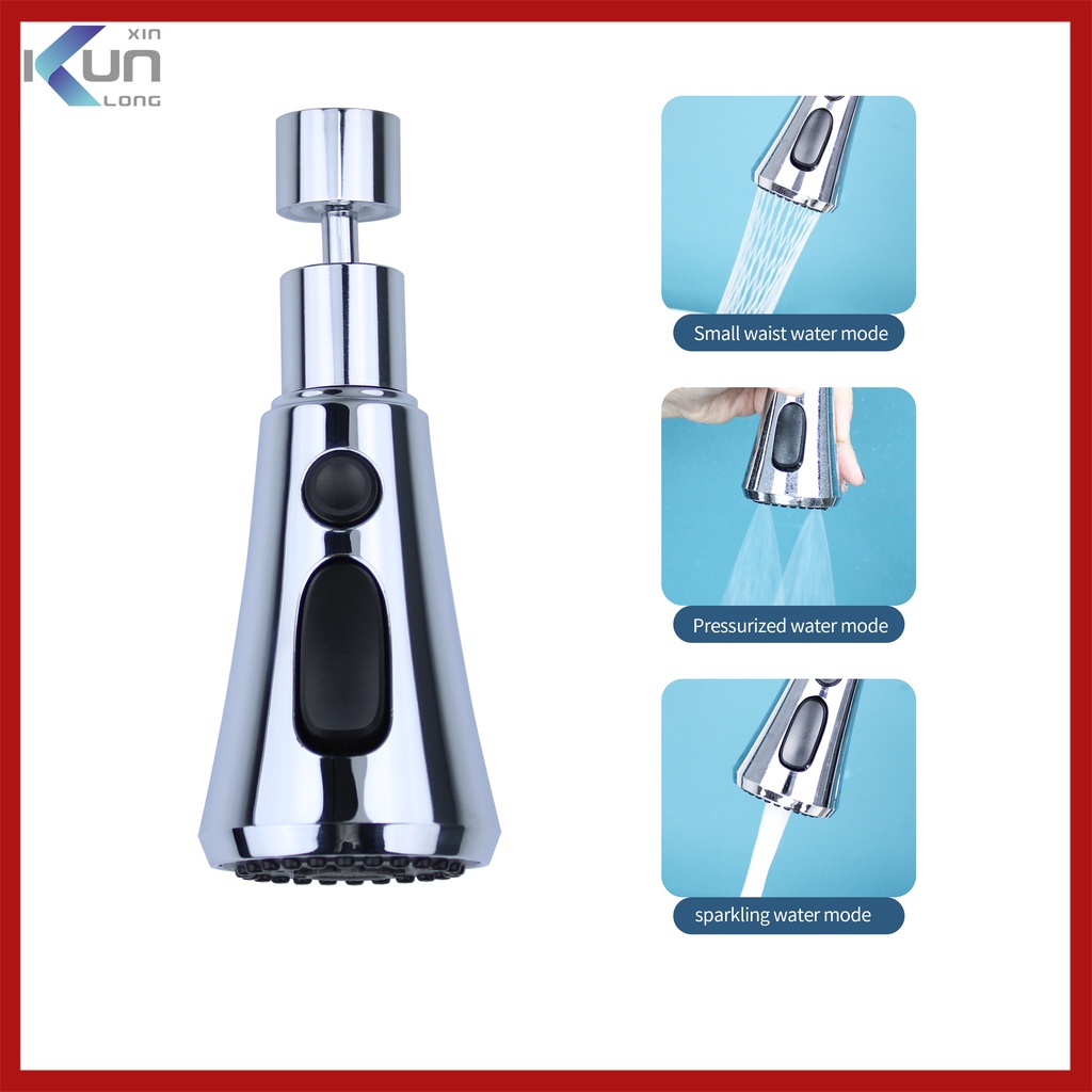 Đầu Nối Vòi Nước Bồn Rửa Chén Đa Năng Chống Bắn Tung Tóe Đầu Vòi Phun Nước 3 Chế Độ Chống Văng Tiết Kiệm Nước Xoay 720° đầu vòi xịt tăng áp đầu vòi rửa chén