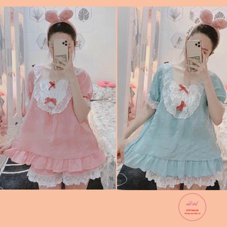Bộ tiểu thư phối ren, chất đũi tơ, mềm mịn, mát