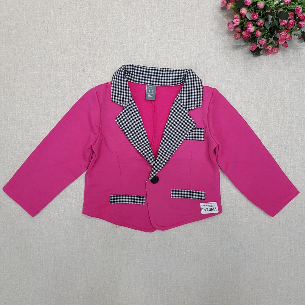 F123M1-Aó Vest Bé Gái, chất da cá, dài tay, phối kẻ, hồng, hiệu zarakids, size 1-7, made in Việt Nam