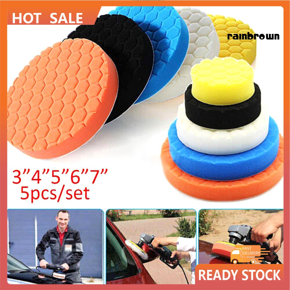 5 Miếng Xốp Tròn Đánh Bóng Xe Hơi 3 / 4 / 5 / 6 / 7inch