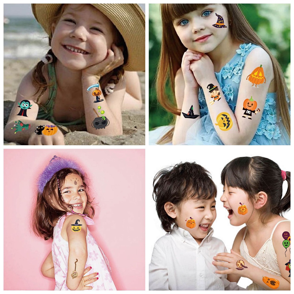 Set 30 Hình Xăm Dán Chống Nước Họa Tiết Halloween Hoạt Hình Vui Nhộn Cho Trẻ Em
