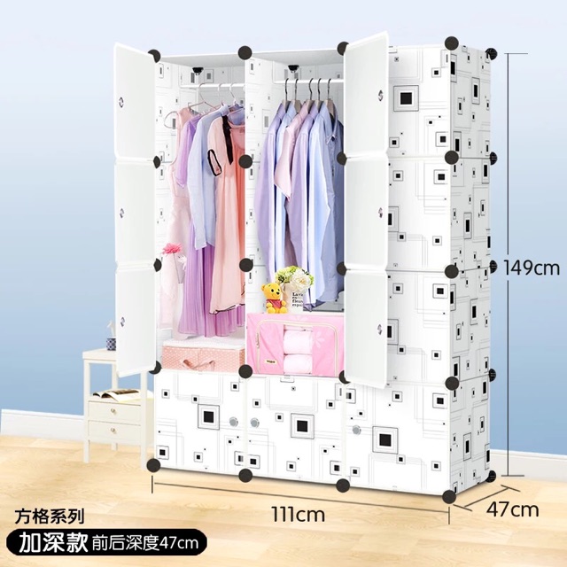 TẶNG 1 MÓC CÀI 20K_Tủ ghép 10 ô kẻ trắng Size ng lớn dùng. Tặng kèm 2 treo đồ