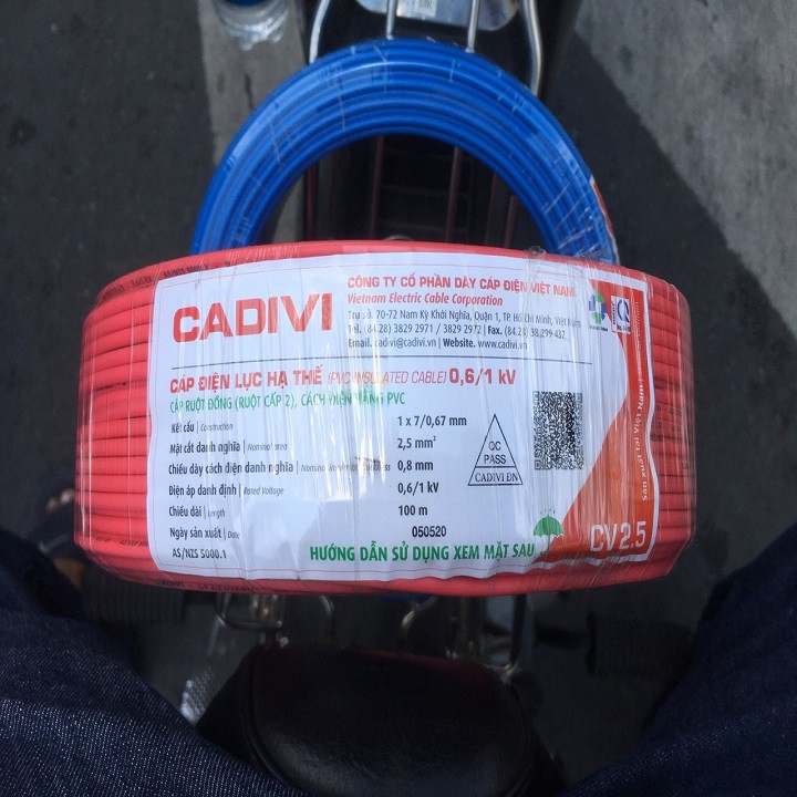 (Lẻ 50 mét) Dây điện Cadivi 2.5 đơn 7 sợi CV2.5