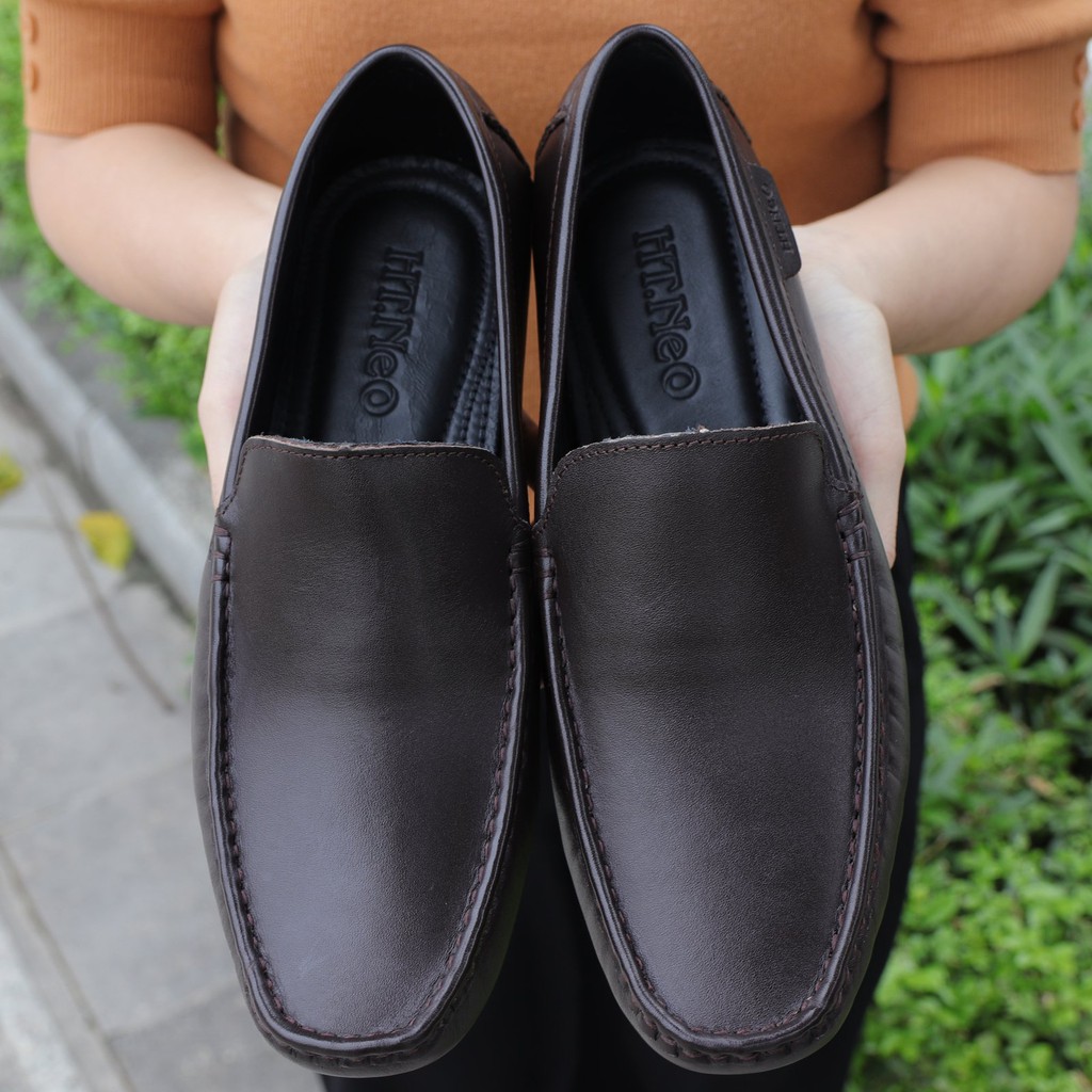 GIÀY MỌI XUẤT KHẨU NAM DA MỀM CAO CẤP MÀU NÂU - 3865na