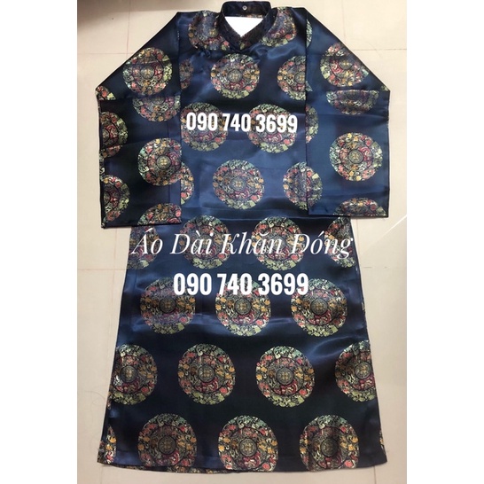 Cả Bộ Áo Dài Khăn Đóng Gấm Đĩa Lớn gồm: Áo, Khăn Đóng và Quần