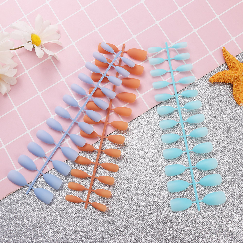 (Hàng Mới Về) Móng Tay Giả Màu Trơn Thời Trang Cho Nữ