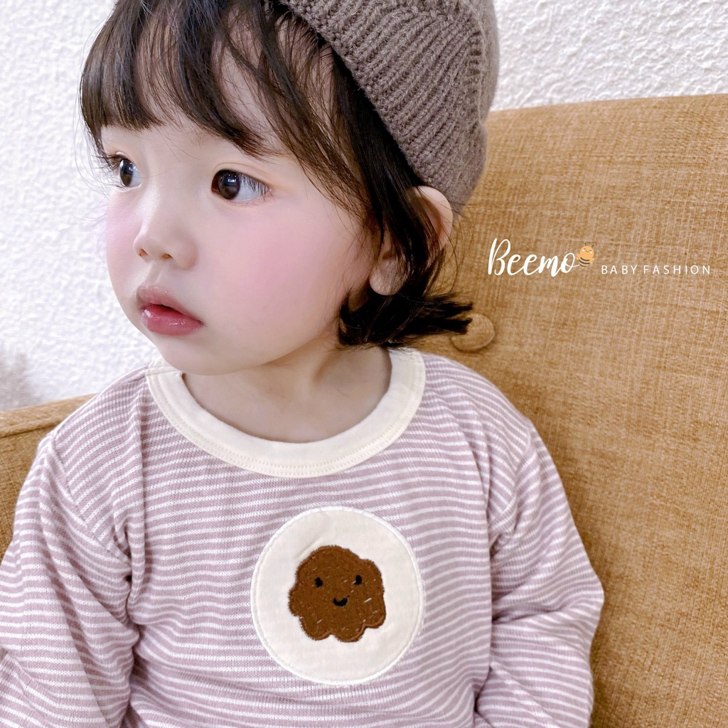 Bộ set quần áo dài tay Beemo vải cotton thêu bánh quy cho bé trai,bé gái từ 1 đến 7 tuổi 22216B