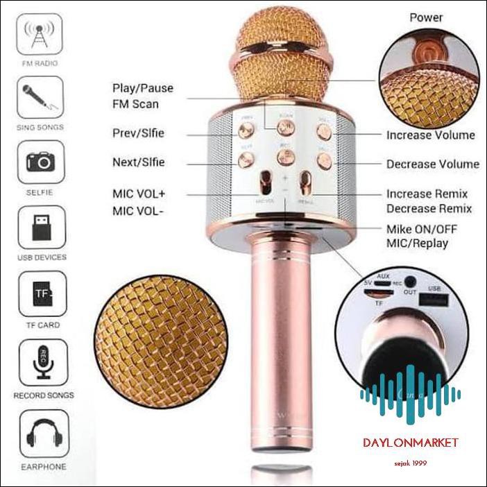 Micro Hát Karaoke Wster Ws 858 Kết Nối Bluetooth