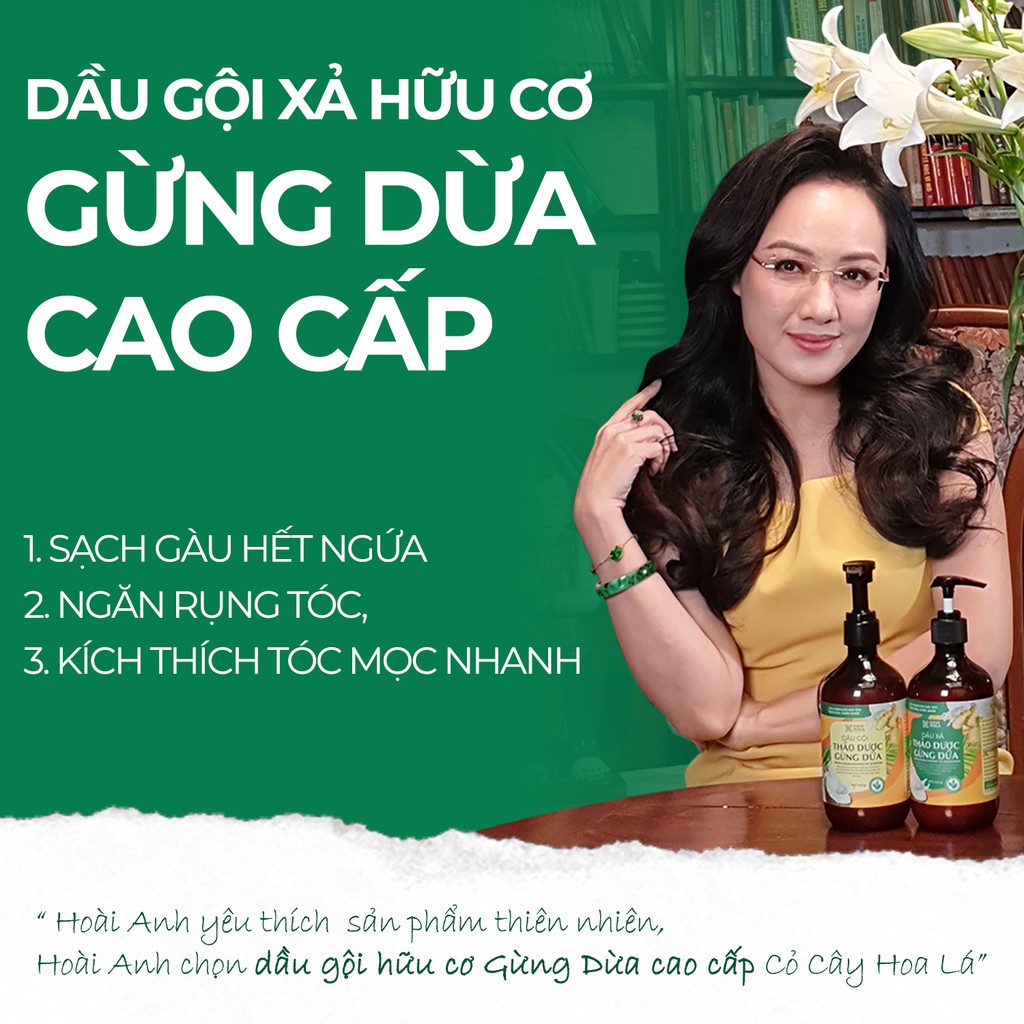 Dầu gội gừng - Dầu Gội đầu thảo dược gừng dừa giảm gàu, nấm ngứa, chống, ngăn rụng tóc, mọc tóc-500ml