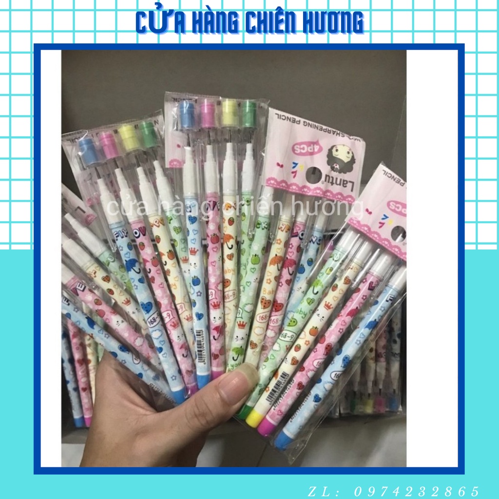 Set 4 cây bút chì khúc nhiều màu