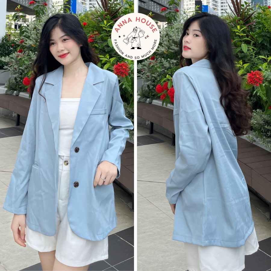 Áo khoác blazer nữ dáng dài tay form rộng 1 lớp có đệm vai oversize, Áo blazer nữ cổ vest form rộng 1 lớp đệm vai | WebRaoVat - webraovat.net.vn