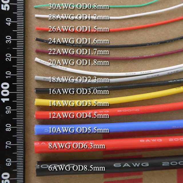 Dây Điện Silicon 14awg/ 16awg/ 18awg/ 20awg/ 22awg/ 24awg/ 26awg/ 28awg/ 30Awg Chịu Dòng Cao