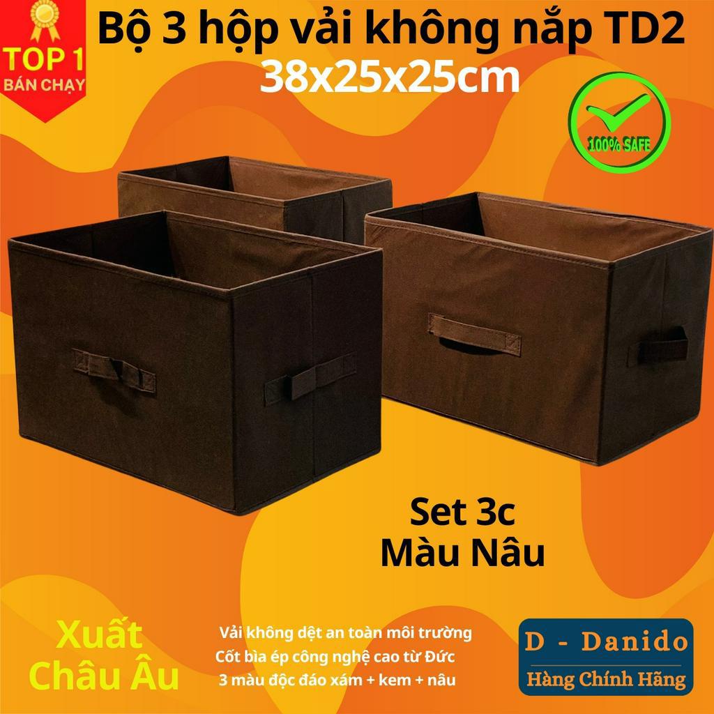 Combo 3 hộp vải đựng đồ đa năng TD2 không nắp phong cách Thụy Điển dung tích 24L - Hàng chính hãng D Danido