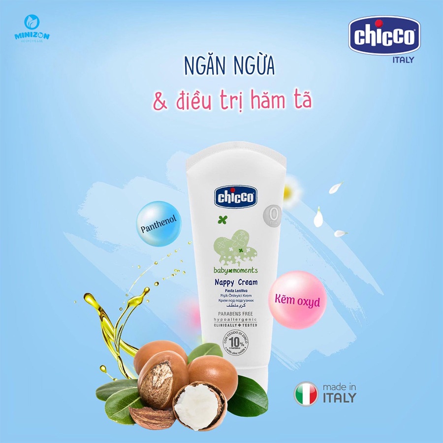 Kem hăm 3 tác động Chicco chính hãng nhập khẩu Ý, thành phần an toàn cho da bé 0M+