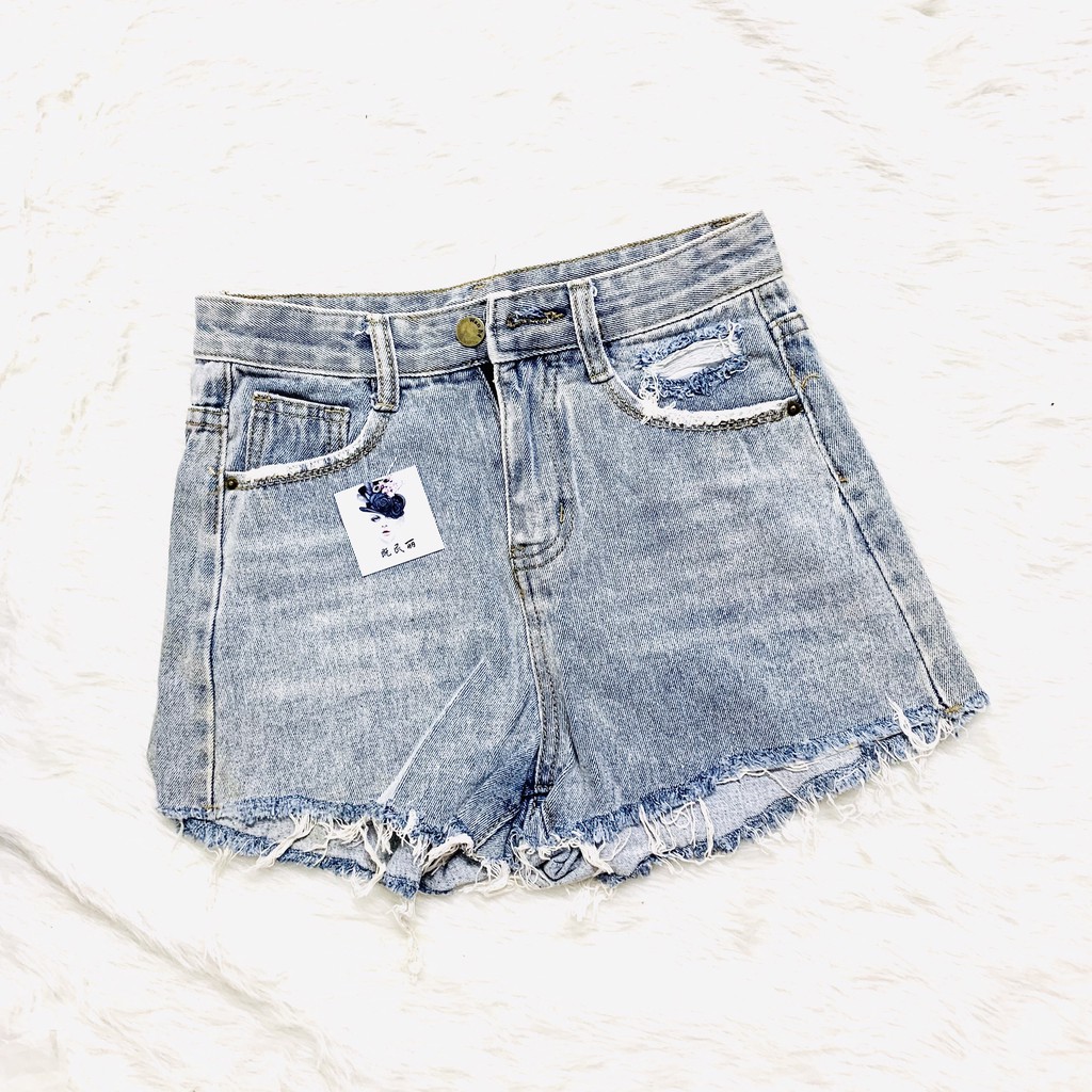 Quần Short jean nữ đẹp giá rẻ lưng cao rách tủa | BigBuy360 - bigbuy360.vn