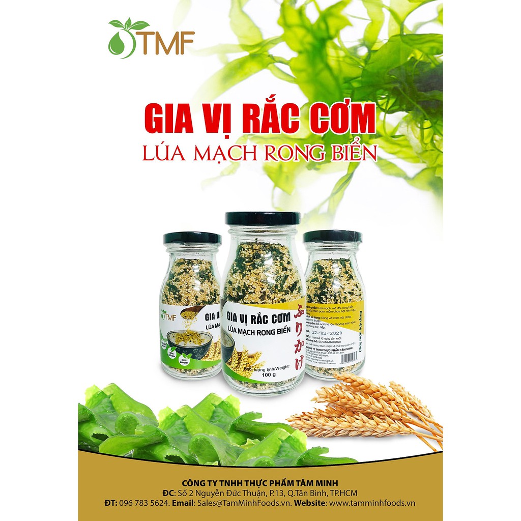 Gia Vị Rắc Cơm Lúa Mạch Rong Biển Chai Thủy Tinh 100G | BigBuy360 - bigbuy360.vn