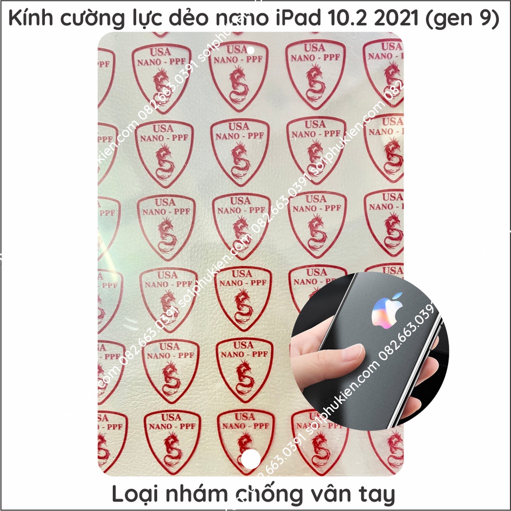Dán cường lực iPad 10.2 2021 (gen 9) dẻo nano , chuẩn cường lực 9H+