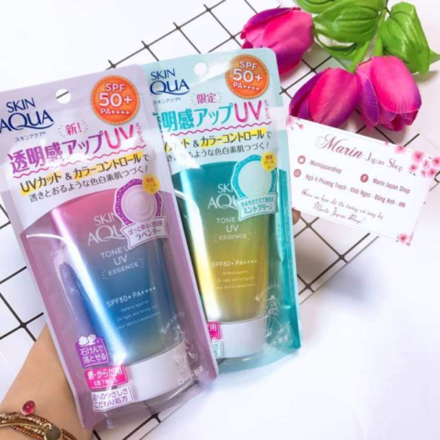 (Có video mua hàng store)Kem chống nắng Skin Aqua tím và vàng xanh mẫu mới 2019