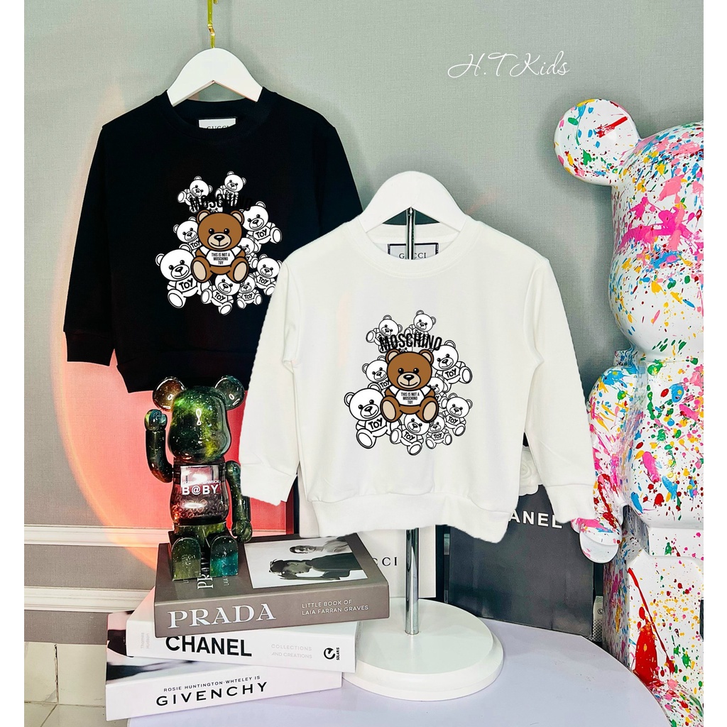 Áo nỉ cổ tròn Mos chino family teddy cho bé , Áo sweater unisex  trẻ em , Kid_genZ