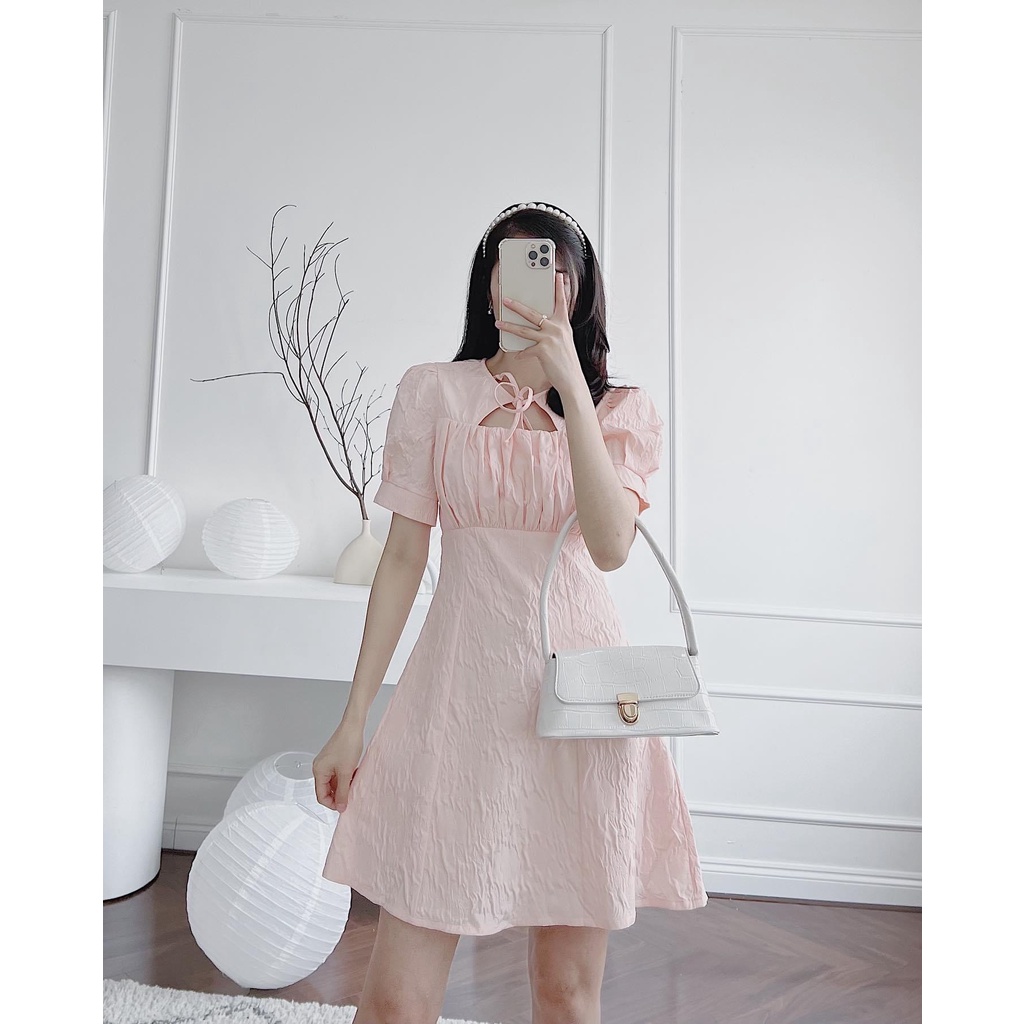 TYRIBEE - Đầm xốp nơ cổ