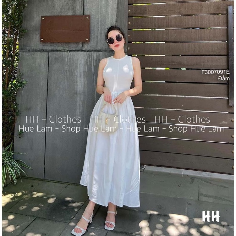 Đầm maxi dáng xòe dài cổ tròn sát nách!