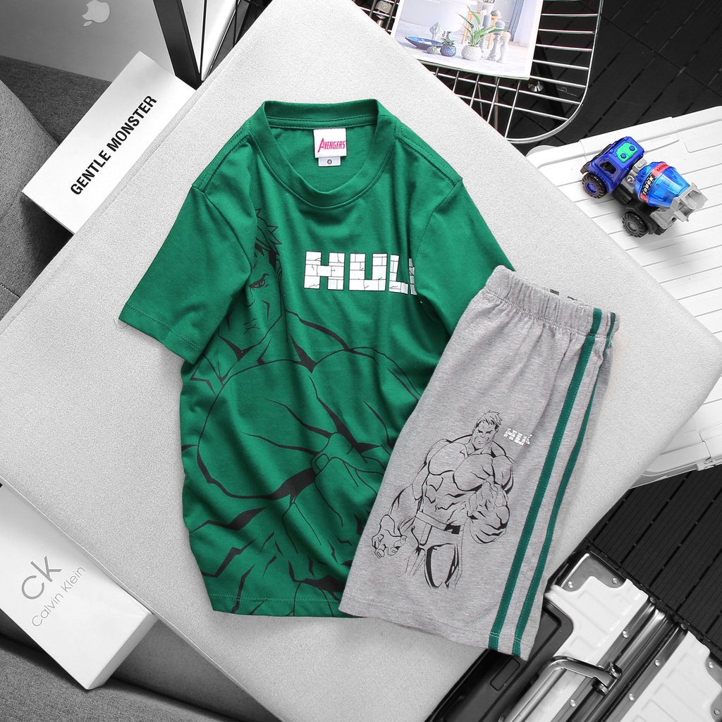 Bộ quần áo bé trai siêu anh hùng MARVEL, set bộ thun cotton người nhện siêu nhân size đại