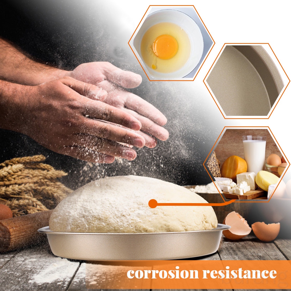 Khay nướng bánh pizza hình tròn bằng thép cacbon chống dính tiện dụng cho nhà bếp