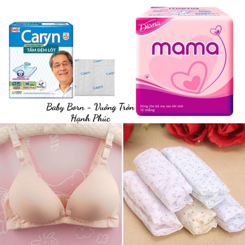 Combo đi sinh dành riêng cho mẹ bỉm gồm mama lót caryn quần lót giấy áo