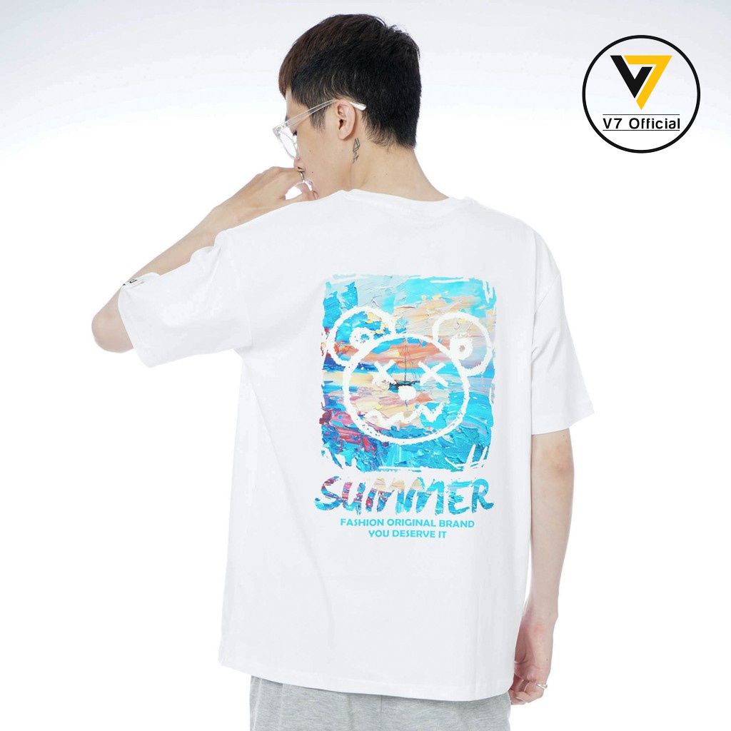 Áo thun Summer Bear  Basic Tee phông trơn nam nữ tay lỡ form rộng oversize- v7 OFFICIAL( V21)