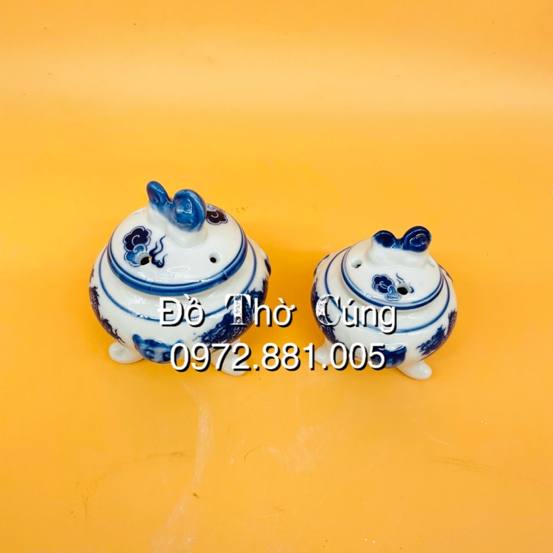 Lư đốt trầm men lam