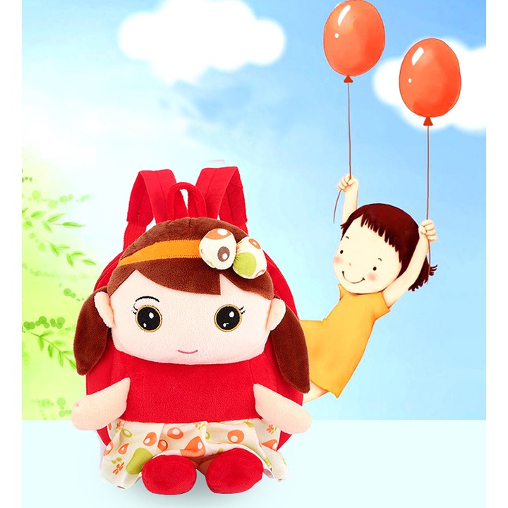 Balo thú bông hình công chúa cho bé đi học mầm non vông cùng đáng yêu size 25cm