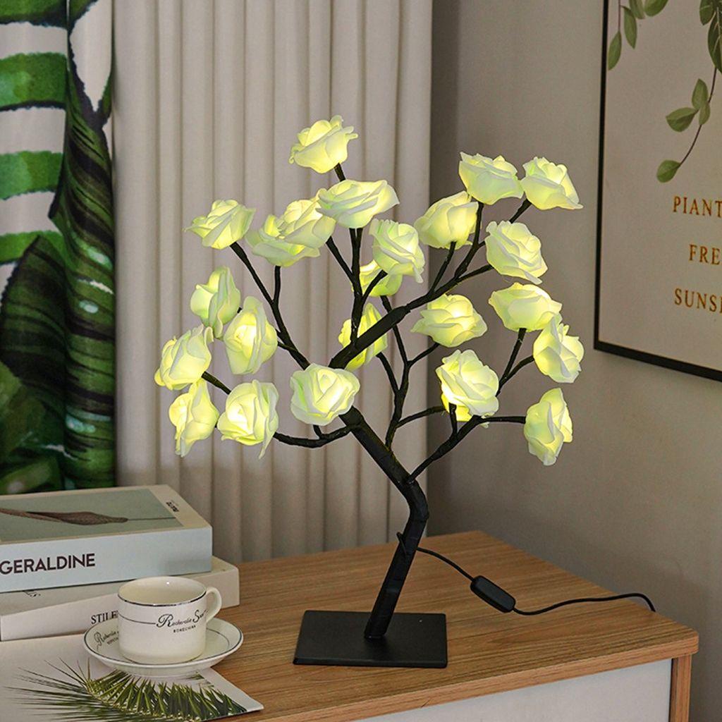 1 Cây Hoa Hồng Đèn Led Nhiều Màu Sắc Để Bàn Trang Trí