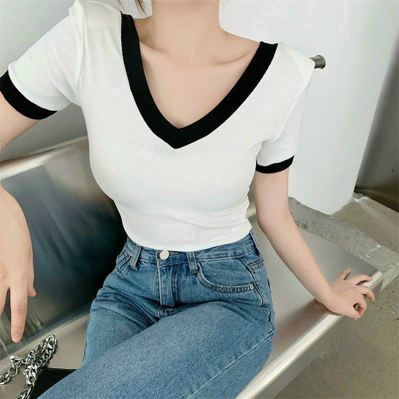 Áo thun cổ tim viền đen SL alohashop91