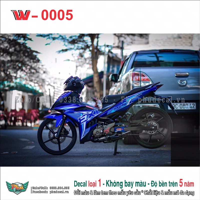 Tem rời Exciter 150 Xanh trắng