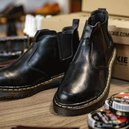 Giày Chelsea Boots Nam Dr màu đen da bò thật 100% - phát hiện giả da đền gấp 10 - R8ckie