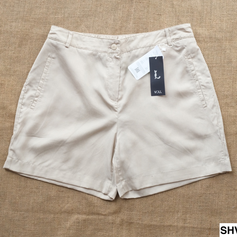 Quần short nữ linen ống rộng cạp cao cúc cài phối chun sau lưng thoải mái Tencel xuất Hàn cao cấp