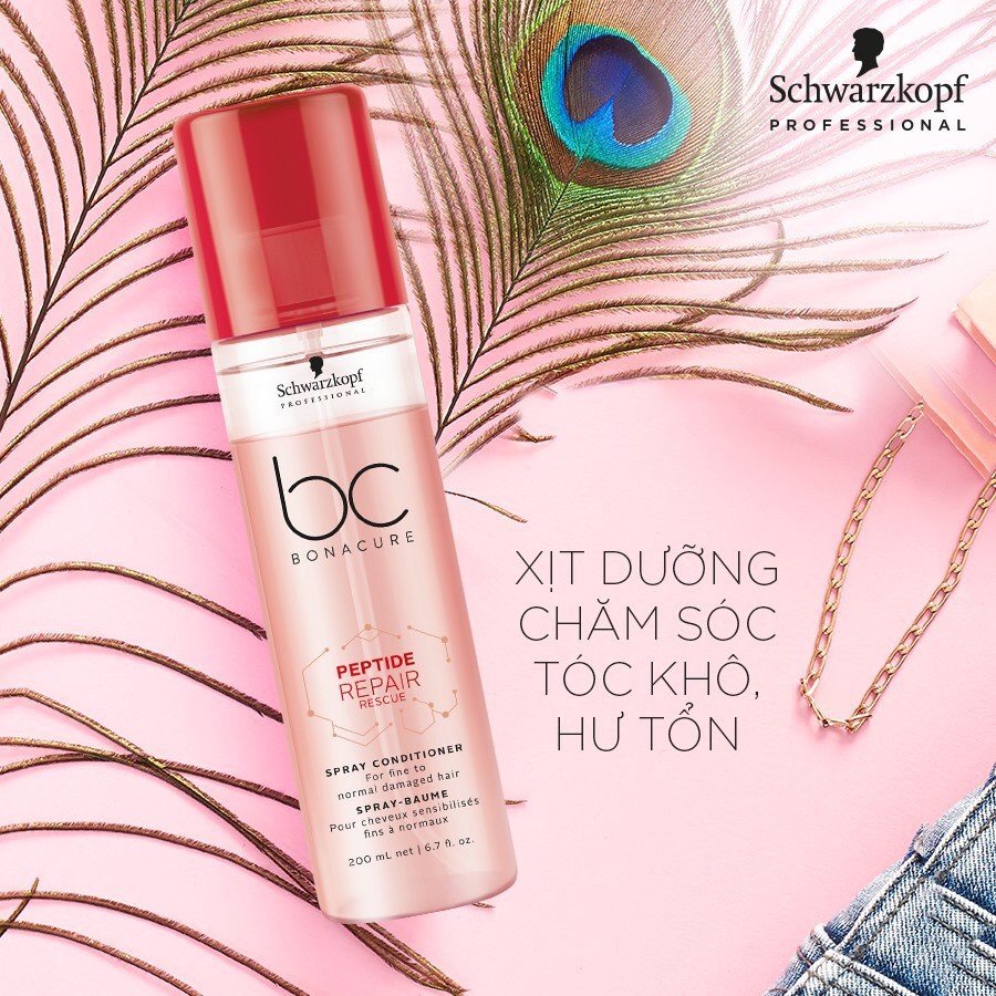 [#schwarzkopf_chính_hãng] Xịt dưỡng BC Rescue Spray Conditioner Schwarzkopf phục hồi tóc hư tổn 200ml