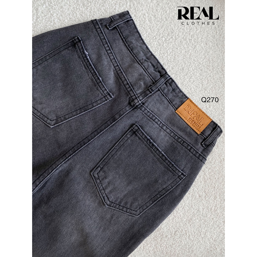 Quần jeans lật lai xám_REAL