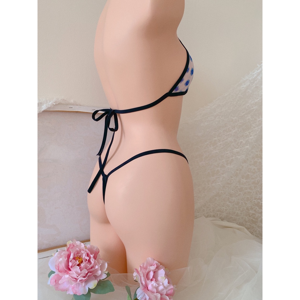 BK059 - Bộ đồ lót ren xẻ đáy - set lọt khe gồm quần lót và áo lót nữ - Kelly Wang