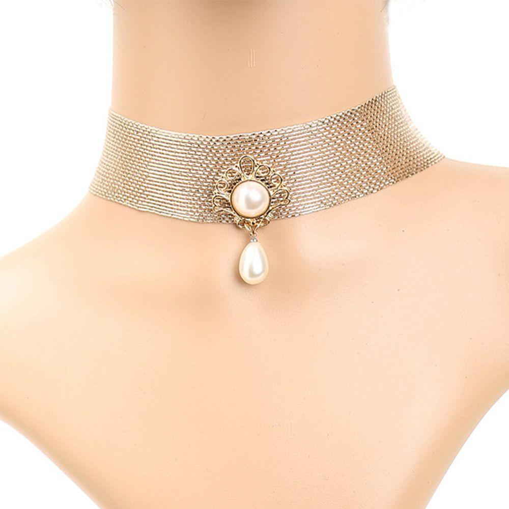 Dây Chuyền Hợp Kim Đính Ngọc Trai DWAYNE Thời Trang Cho Nữ|Quà Tặng Sang Trọng Dệt Kim Diamante|Mặt Dây Chuyền