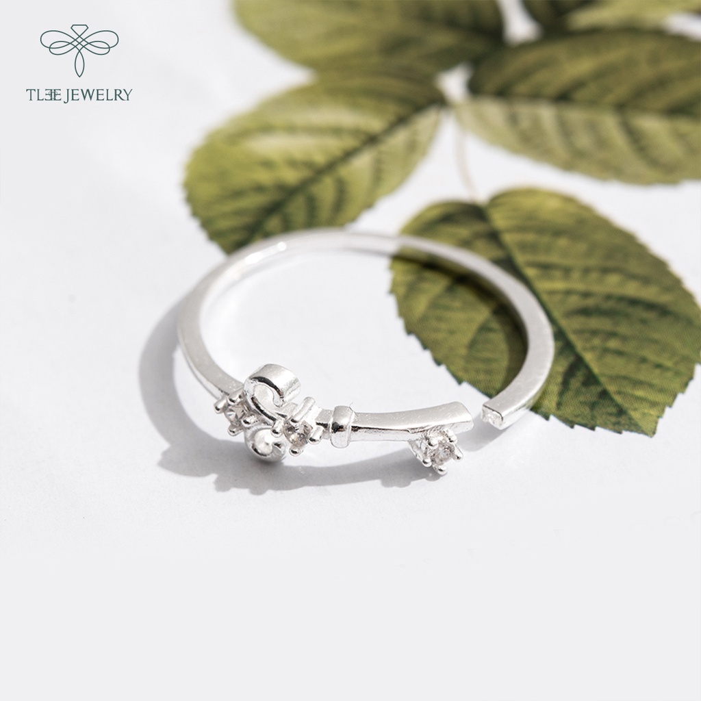 Nhẫn bạc nữ TLEE hoa leo nhỏ đính đá lấp lánh dáng hở thanh lịch NCJ A0186