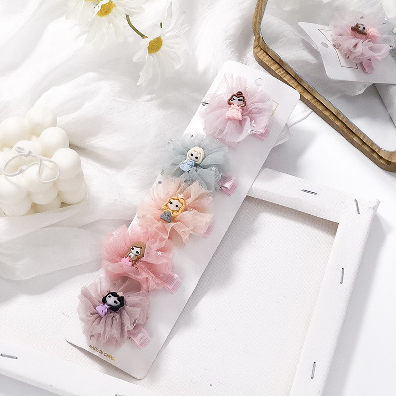 Set 5 kẹp tóc nơ RAINBOW BOWS dễ thương cho bé gái