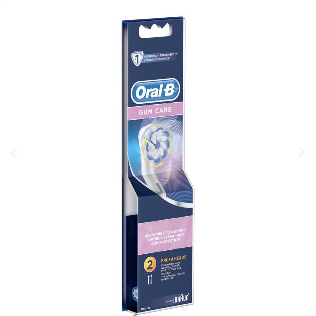 Đầu bàn chải oralb - Vỉ 2 đầu Oralb GumCare cho răng nhạy cảm( made in germany) +1 nắp bảo vệ đầu bàn chải