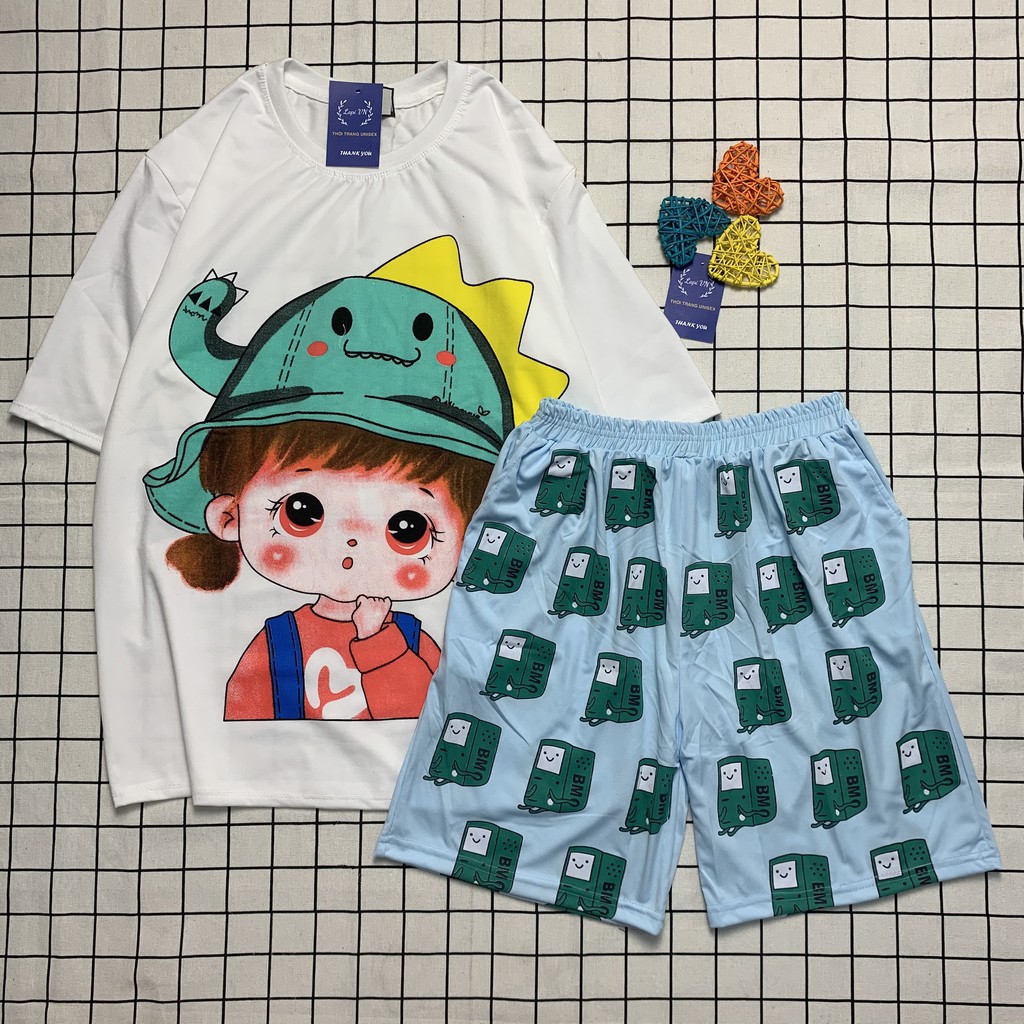 Đồ Bộ Hoạt Hình Uniex Tay Lỡ CG Nón Xanh Lapi VN, Đồ Bộ Cartoon, Freesize, Thun Cotton, Nam Nữ Đều Mặc Được