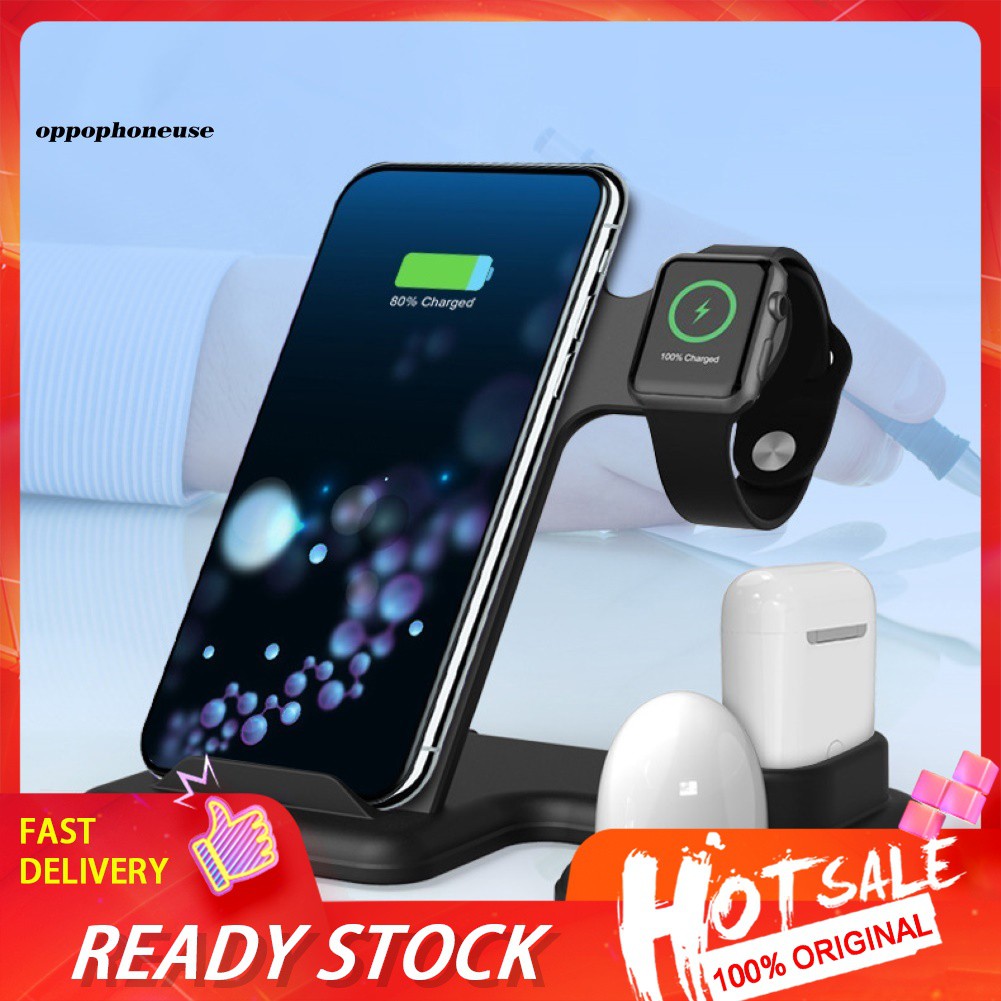 【OPHE】3-in-1 LED Wireless Qi Charging Dock Station Cradle Phone Watch Earphone Charger