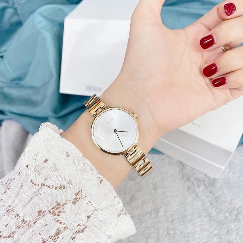 ĐỒNG HỒ NỮ CHÍNH HÃNG CALVIN KLEIN K9U23646 Wavy dây thép vàng nhỏ nhắn xinh xinh.