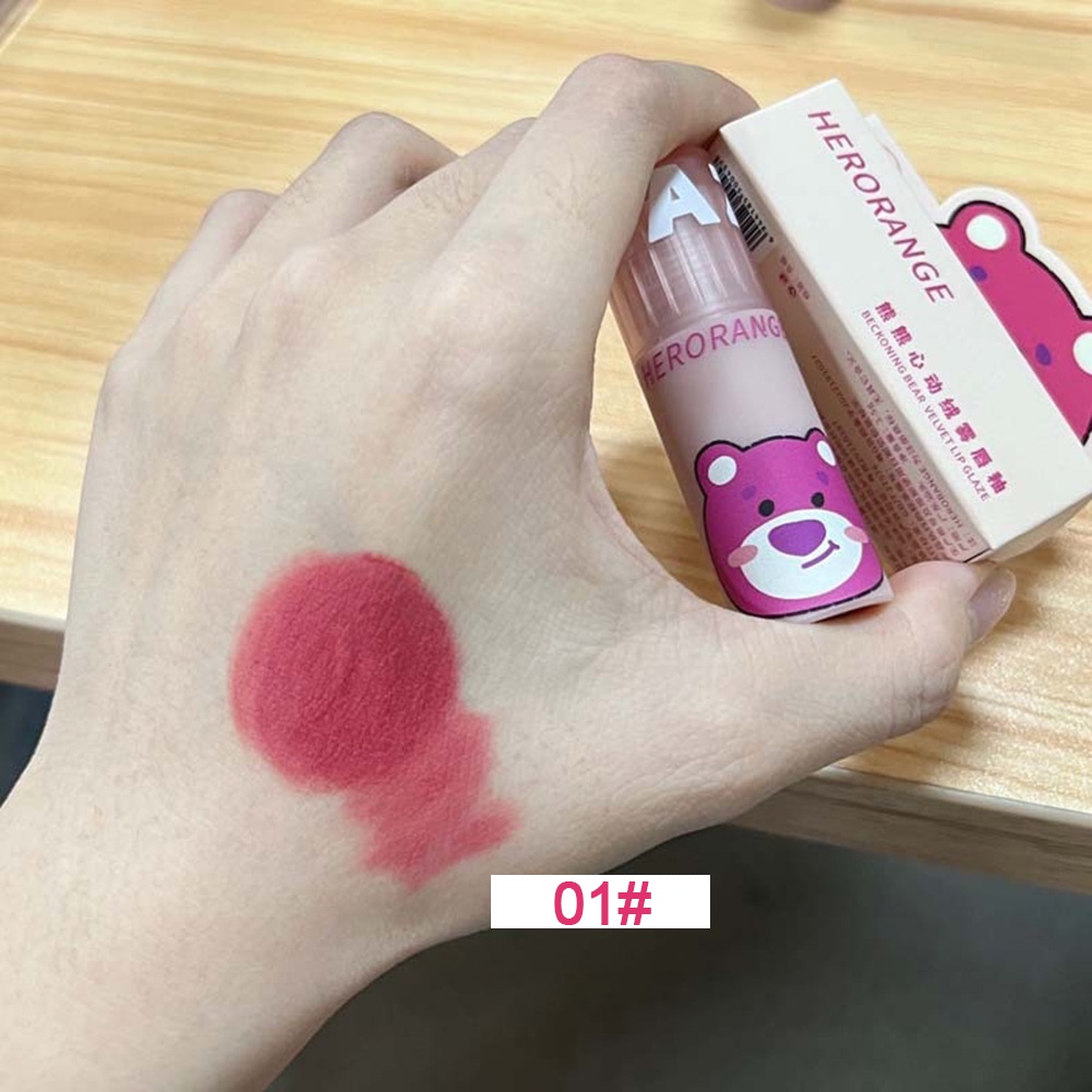 Dễ thương màu hồng gấu môi men nhung mờ okase